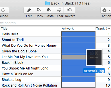 Drag and Drop an image to create album artwork in Tag Editor for Mac