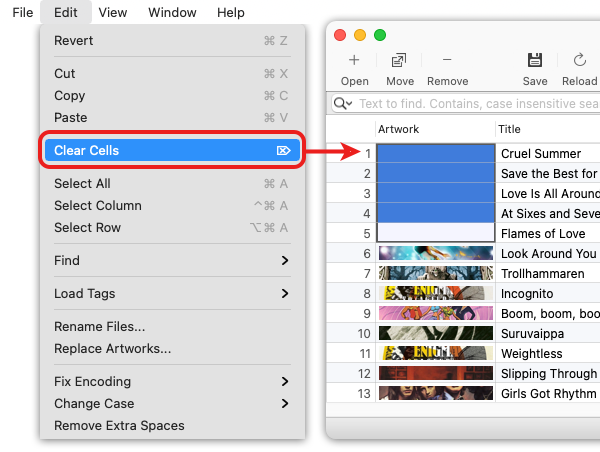 Removal of Artworks from audio files
