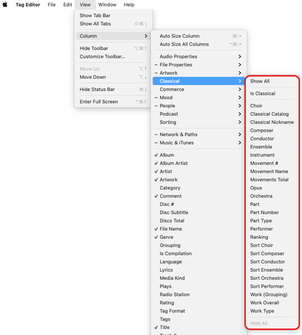 Tag Editor for Mac - Classical Tags