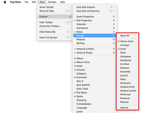 Tag Editor for Mac - People Involved Tags