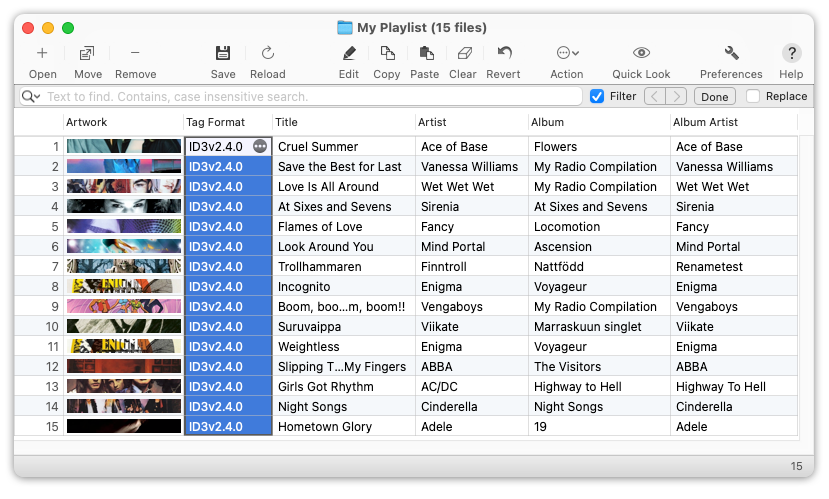 Changing the metadata format of audio files to ID3v2.4