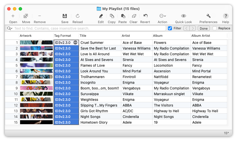 Changing the metadata format of audio files to ID3v2.3