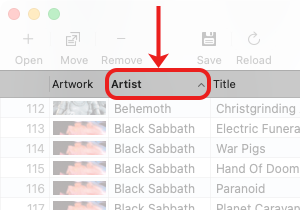 Sorting rows in Tag Editor Amvidia Tag Editor for Mac