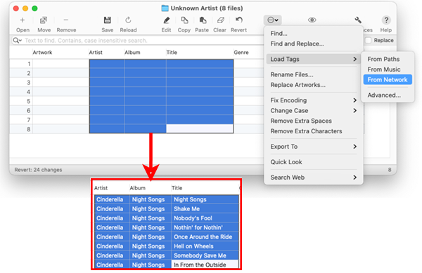 Tag Editor for Mac - Loading new values of Artist, Album and Title
