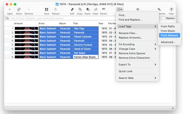 Tag Editor for Mac - Validation of existing Artist, Album and Title
