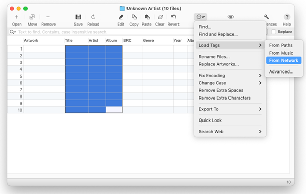Tag Editor for Mac - Validation of Artist, Album, and Title before importing ISRC from online databases